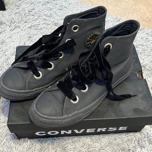 Dark Gray Converse with Gold logo